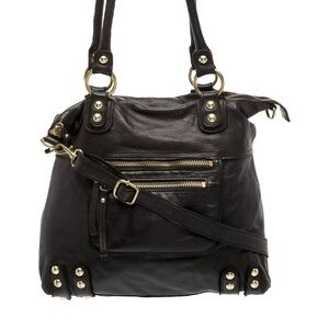 Linea Pelle studded Black Leather Handbag
